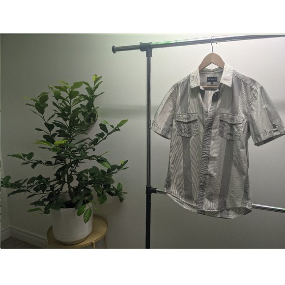 Marks & Spenser Autograph slim fit collared short sleeve shirt striped & pockets - Picture 1 of 2